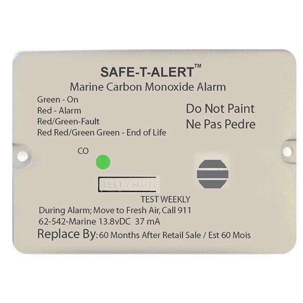 62 Series Carbon Monoxide Alarm-12V-62-542-Marine-Flush Mount-White, Safe-T-Alert, Mfr#: 62-542-MARINE